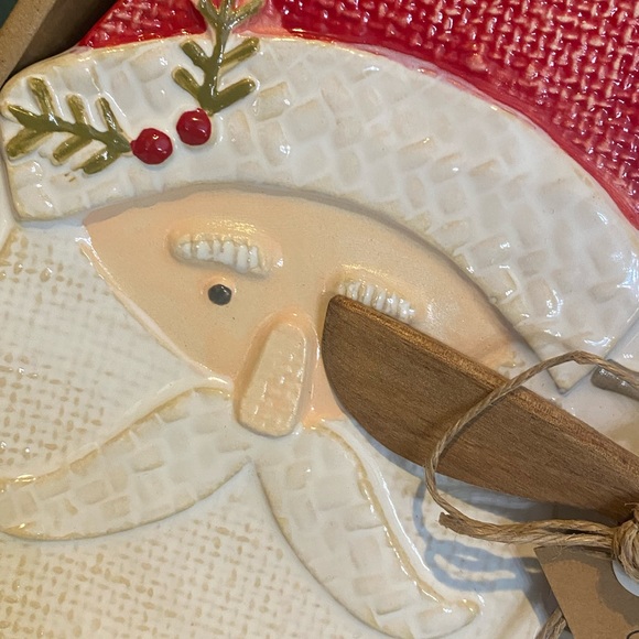 NWT Mud Pie Santa Ho Ho Ho Cheese Plate with Spreader - Picture 3 of 4